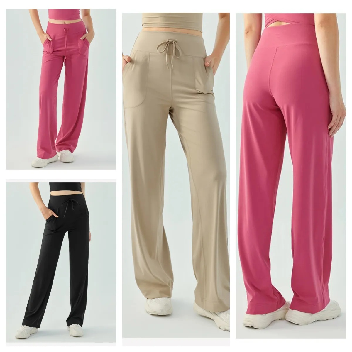 UU-1829 Skintight Fitness Yoga Pants Loose Wide Leg Pants High Waist Drawstring Pants Casual Sports Pants-image-944456109