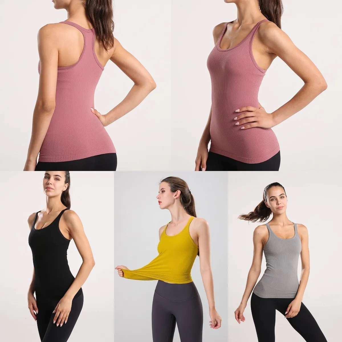 UU-745 Yoga Ribbed Crop Tank Workout Gym Bras Women Sexy Sports Vest Sleeveless Shirt Athletic Tops-image-992522268