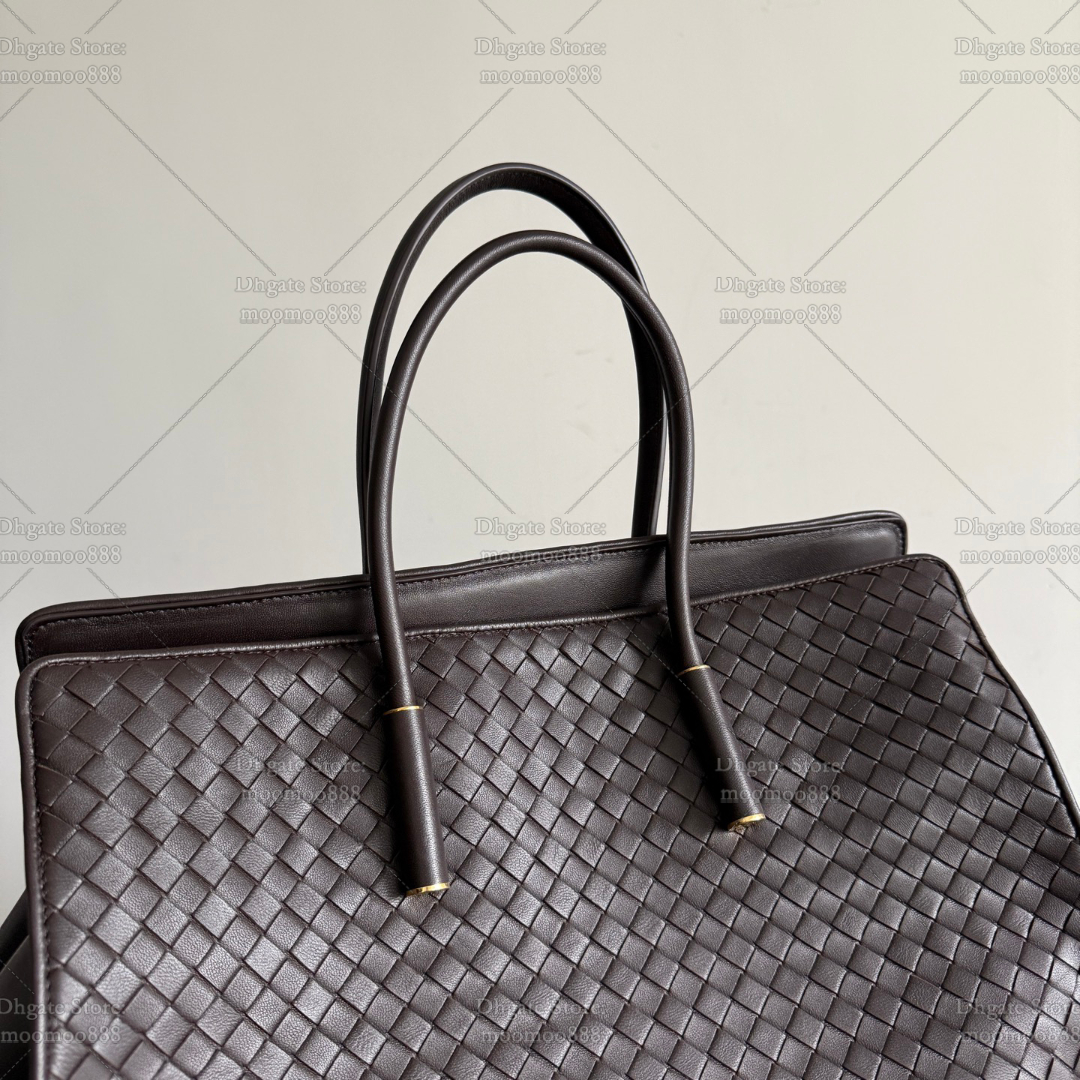 12A All-New Mirror Quality Designer BarBara Bags for Women Sheepskin Weaving Tote Bag Luxury Dark Brown Handbags 37cm Large Capacity Shopping Bags