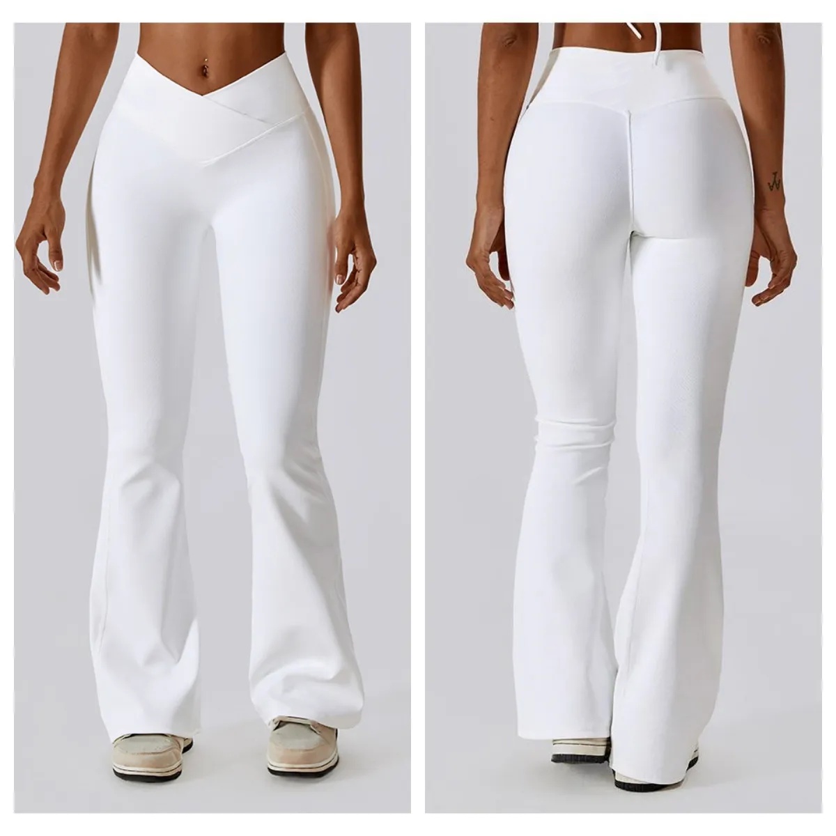 UU-1945 Pants Bell-Bottom Trousers Excerise Sport Gym Running Long Pant Elastic High Waist Sportwear-image-945200465
