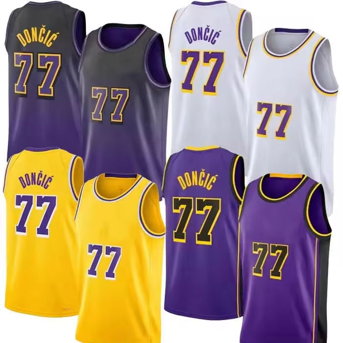 New 2026 Men kids Doncic Jersey Hot Sale Men Basketball Jerseys 77 Doncic Jersey Stitched Sport Jersey T-shirt Yellow