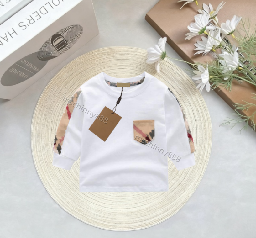 Spring Designer Children T-shirt Boys Girls Tees Autumn Plaid Cotton Long Sleeve Shirt Luxury Kids Tops Baby Clothes L260508CQ4C