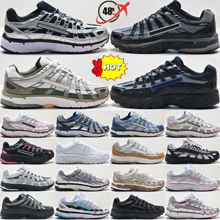 Top Quality P6000 Running Shoes For Men Women 6000 Designer Trainers Metallic Silver Light Bone Laser Fuchsia Triple Black Burgundy Outdoor Sneakers