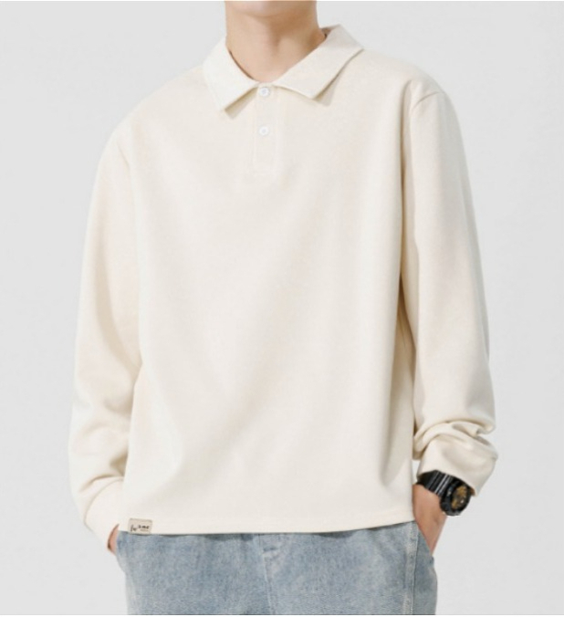 a75 Men Long-sleeved Autumn and Winter Heavy Loose Solid Color Lapel Youth Casual