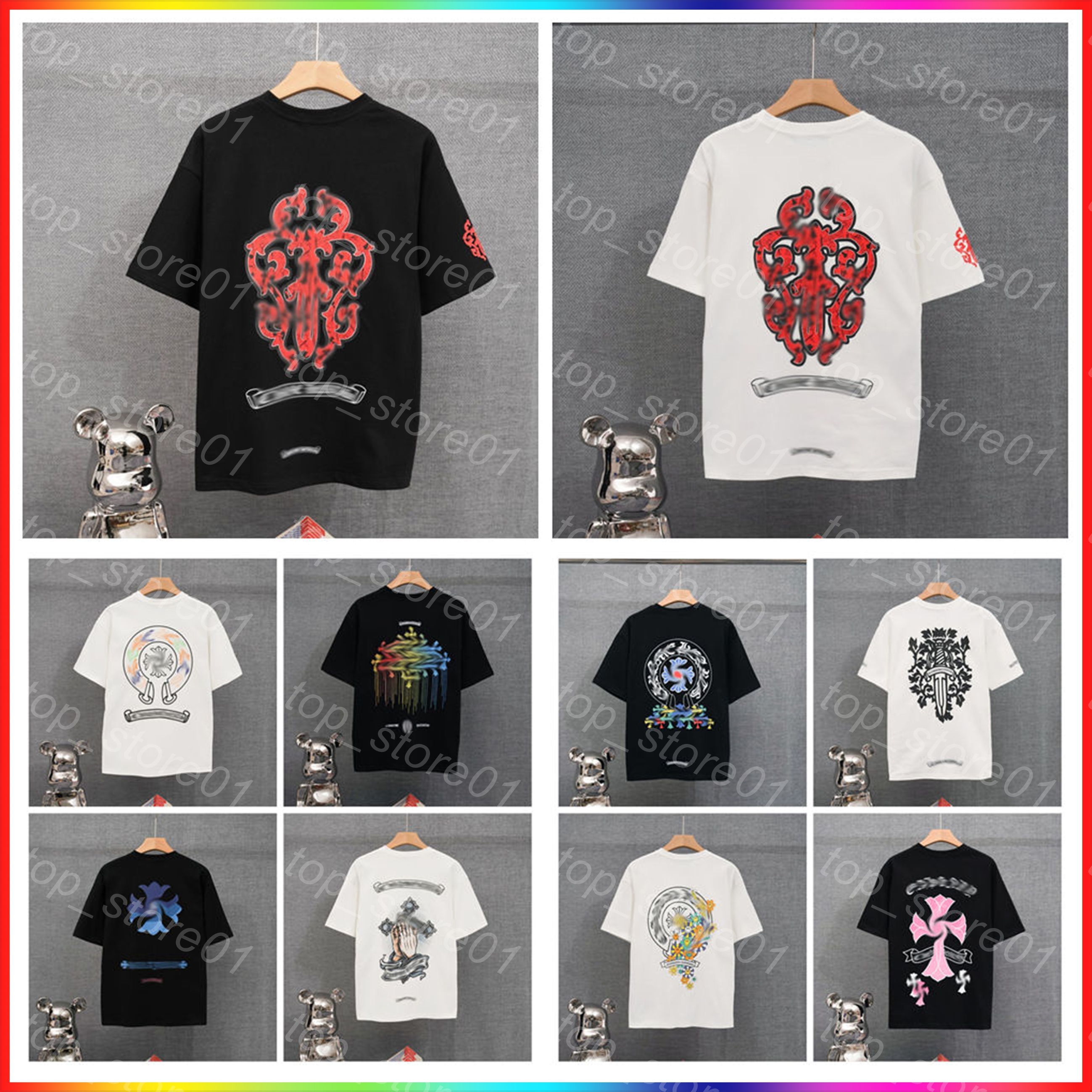 2026 designer clothes fashion mens clothing chrome t shirt summer graphic tee men women polo casual loose long sleeve shirts horseshoe sanskrit cros
