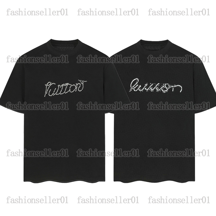 Mens Plus Size T Shirt Designer Europe Paris Summer Tshirt Simple classical embroidered sequin pattern sleeve Luxury Casual Loose Black White Tops T