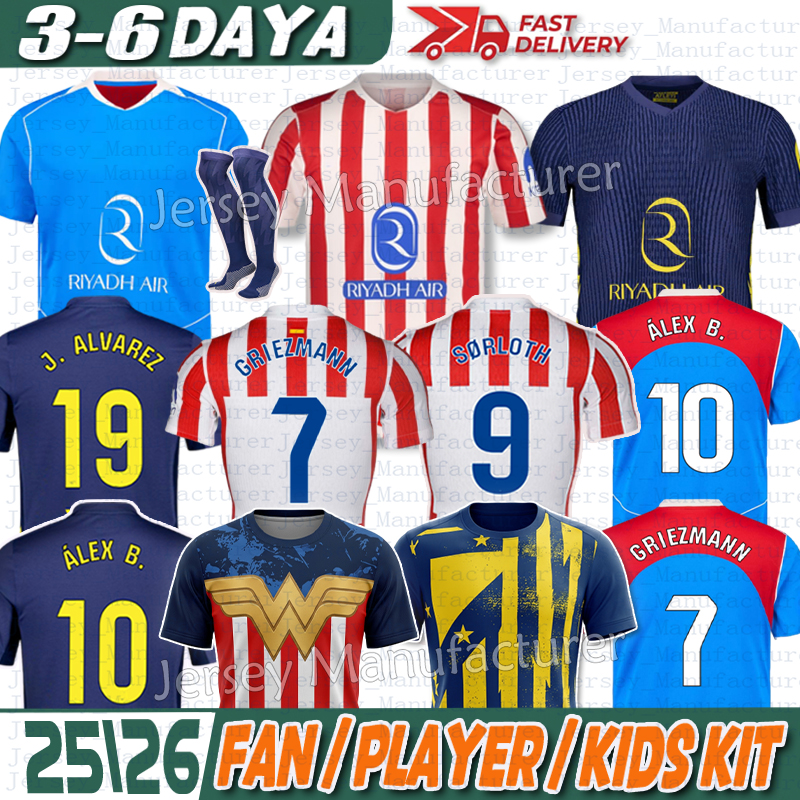3XL 4XL atleticos de madrid jerseys 25 26 ALVAREZ BAENA BARRIOS GALLAGHER FootbaI LE NORMAND SIMEONE HANCKO RASPADORI Atletlco madrid jersey Men-image-979601562