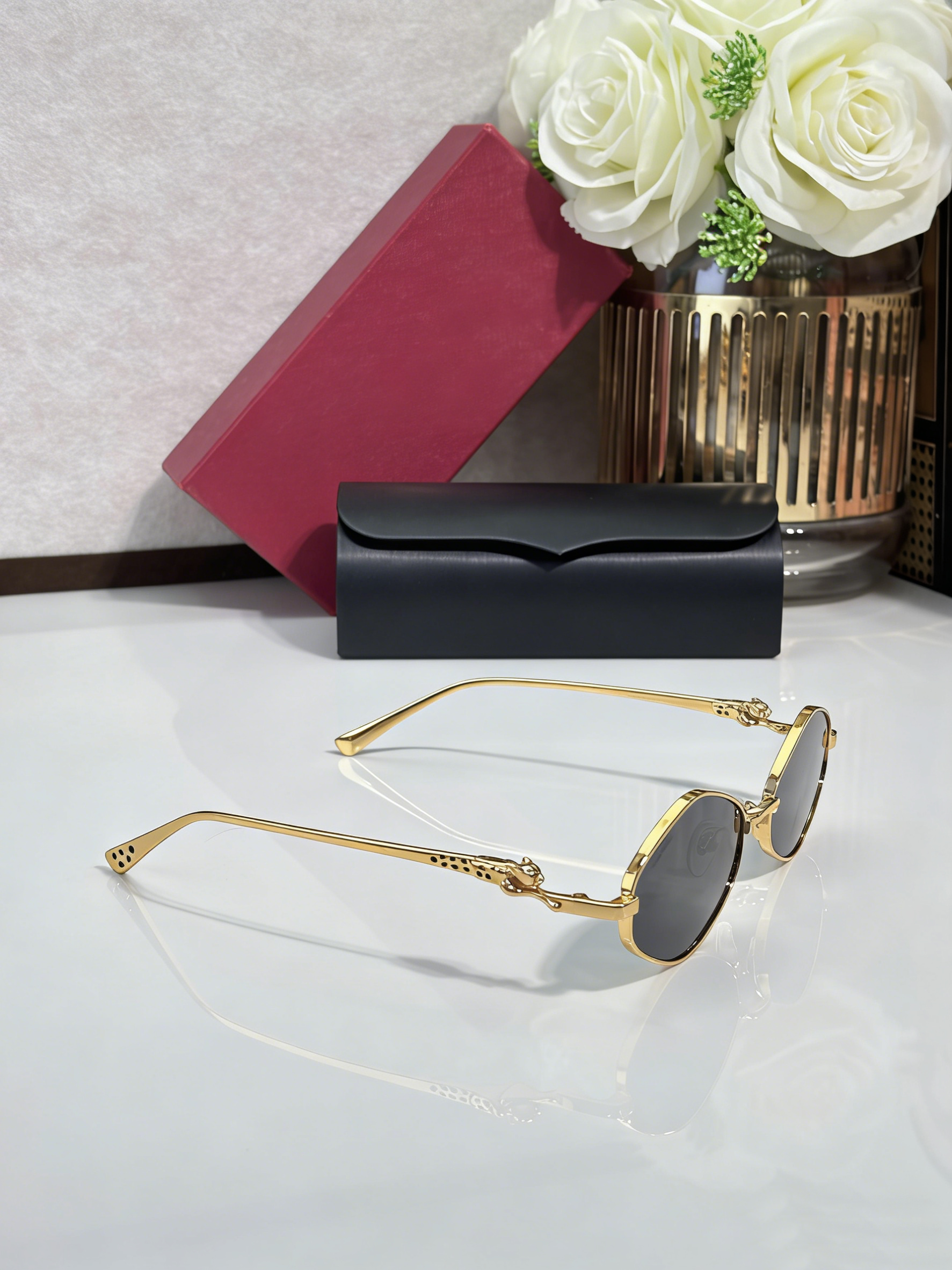 Mens designer sunglasses for women Polygons Discoloration lenses metal frame gradient buffalo horn beach outdoor lunette de soleil traveling occhial