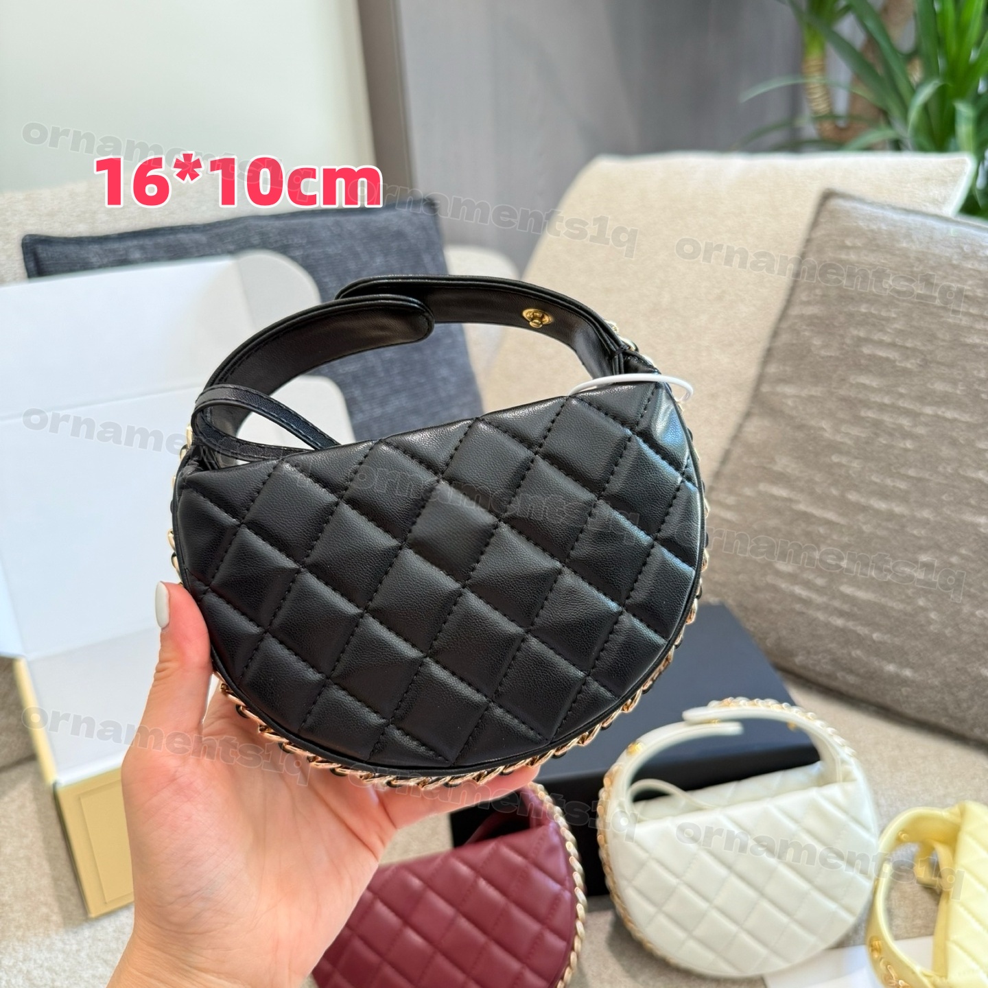 Mini Leather Hobo Bag for Women, Small Purse Designer Handbag, Small Chain-Trimmed Clutch Purse Luxury Crescent Bag Coin Pouch for Party, Daily & Ev