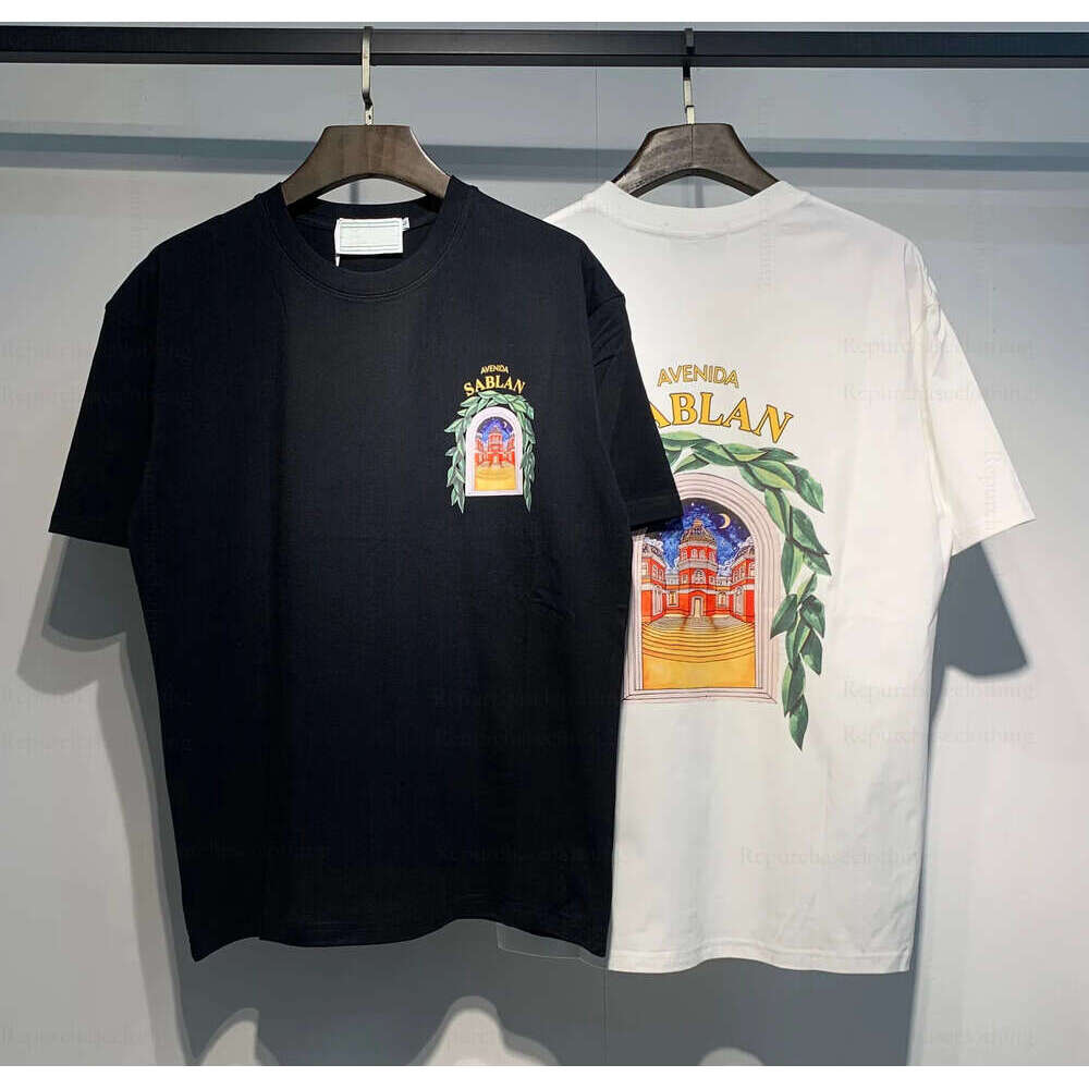 Casablancamen Shirt Designer High Quality 5A Tee Summer Mens Women Rainbowtshirts Loose Shorts Sleeve Apparel Street Polos Clothing Casablancaclothe