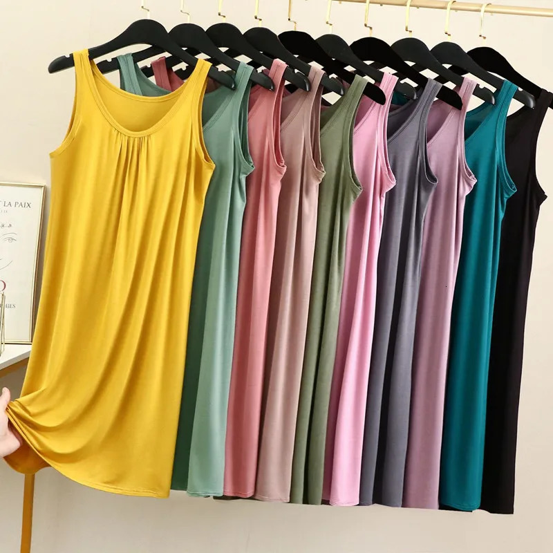 Women Pajamas Plus Size Nightgowns Casual Womens Sleepwear Sleeveless Vest Night Dress loungewear Nightie Summer Pajamas XL 6Xl Sexy Modal Lingerie