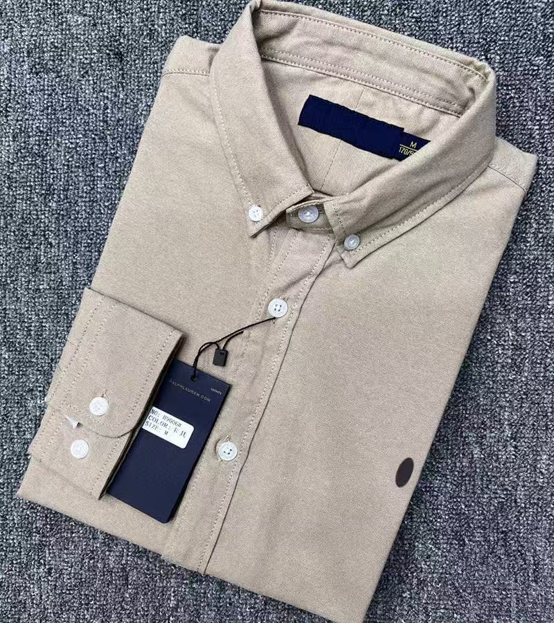 Ralfs Laurent Long Sleeve T Shirt Designer Polo Jacket Luxury Brand Pony Embroidery Button Down Social Business Solid Color High Quality Oxford Text