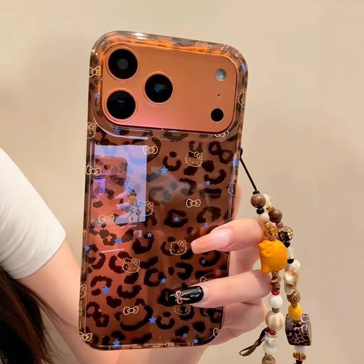 Hello Kitty Leopard Print Case with Chain for iPhone 17 Pro Max 16 15 14-image-1100756904