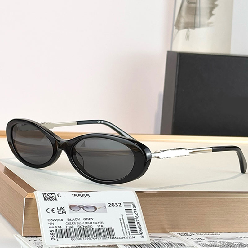 Classic mens oval sunglasses 5565 luxury womens designer eyeglass gray lenses metal legs classic simple and versatile style UV400 protection With pa
