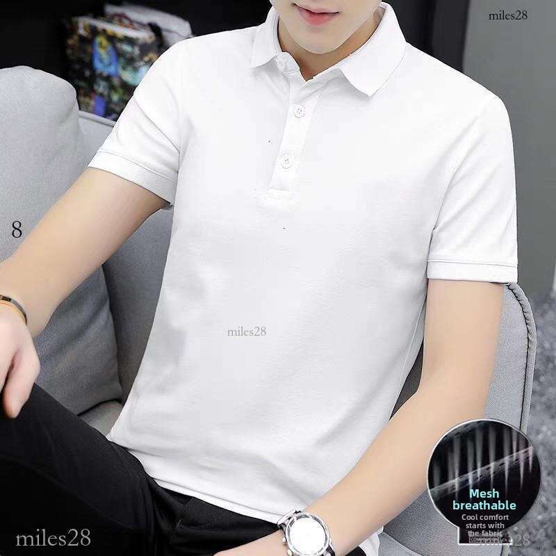 Middle-Aged Businessmen Formal Simple Classic Breathable Soft Office Wear Polo Shirt For Men Quick-Dry Polo Shirt Ice Silk Summer Ca