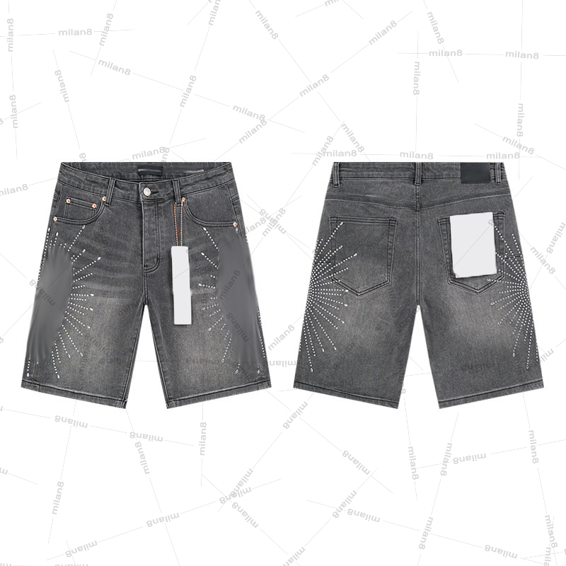 Mens jeans shorts Paint Splatter Denim Jorts Baggy Wide Leg Vintage Washed High Street Casual Shorts-image-1100799633