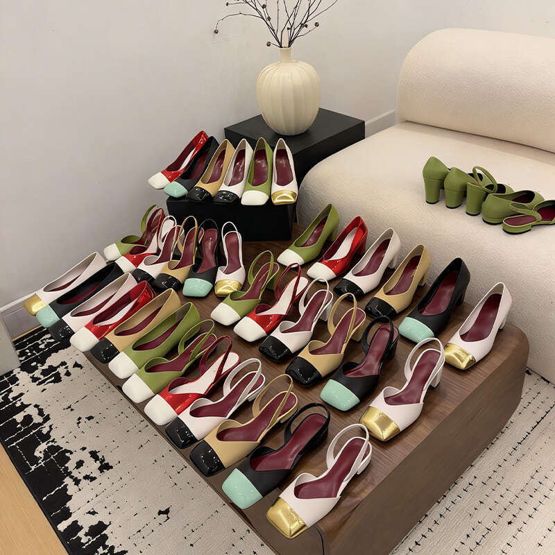 Womens Square Toe Two Tone Block Heel Pumps Patent Leather Slingback Shoes For Office Comfortable Slip On Dress Shoes For Party Wedding Bridal Shoes