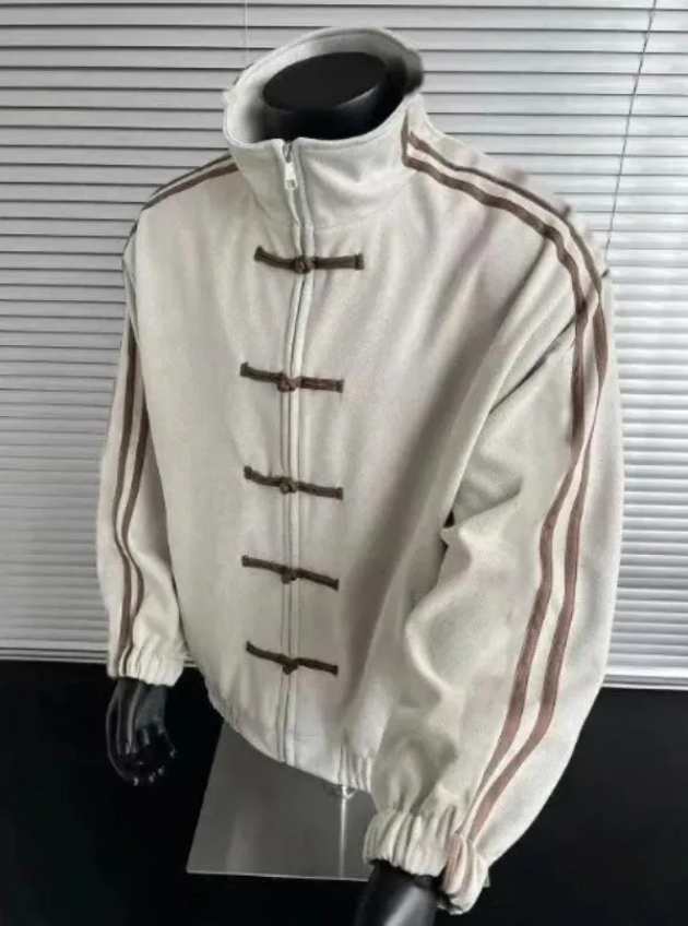 Men's Spliced Stand Collar Jacket Spring Chinese Style Buttoned Fashion Retro Tang Single Breasted Coat Elegant Casual Top