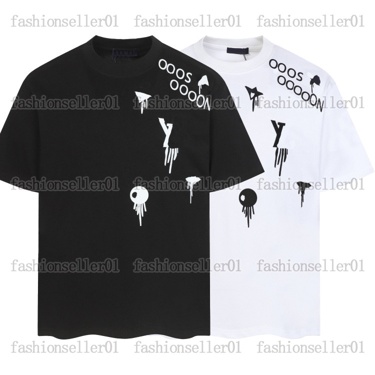 Mens T Shirt Designer Europe Paris Summer Tshirt Simple t-shirt geometry letter round neck short sleeve Luxury Casual Loose Black White Tops Tees