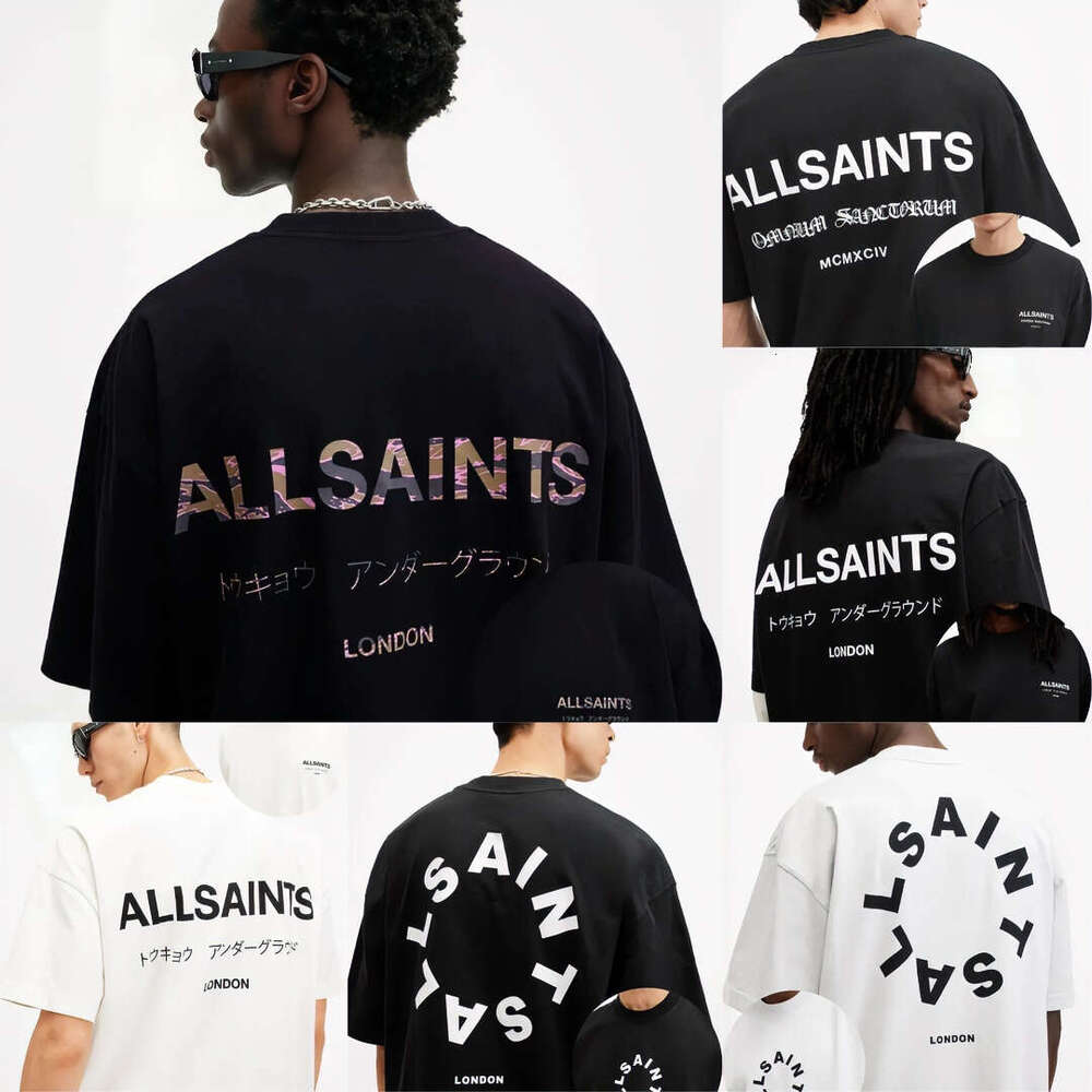 2026 allsaintsshirt Men's Desiner T-Shirts High Street Vintage Letter Casual Loose Streetwear Oversized Luxury Brand Summer Printed Top