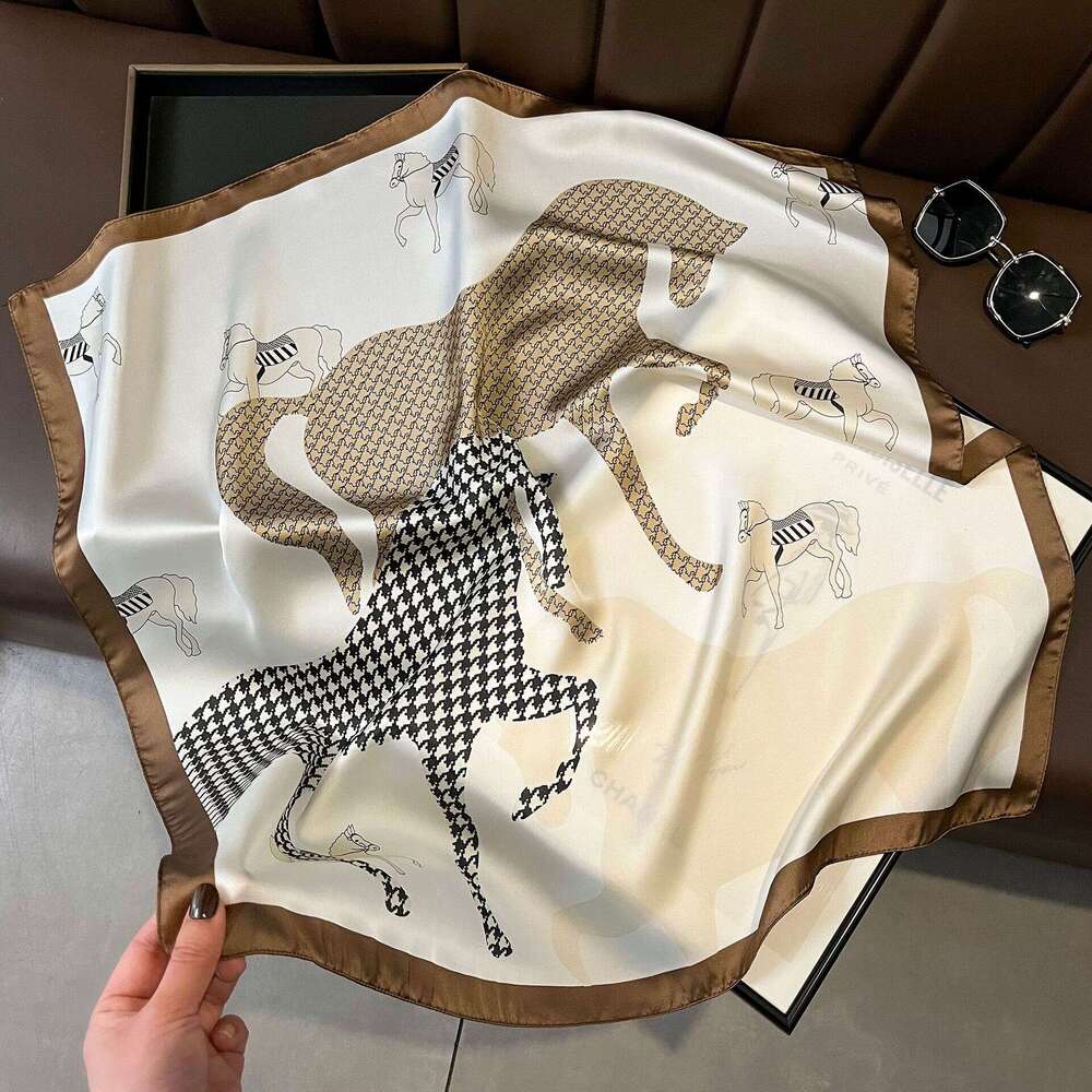 New 70Cm Korean Satin Square Silk Women's Decorative Small Shawl Neck Scarf Multiple Styles Wholesale