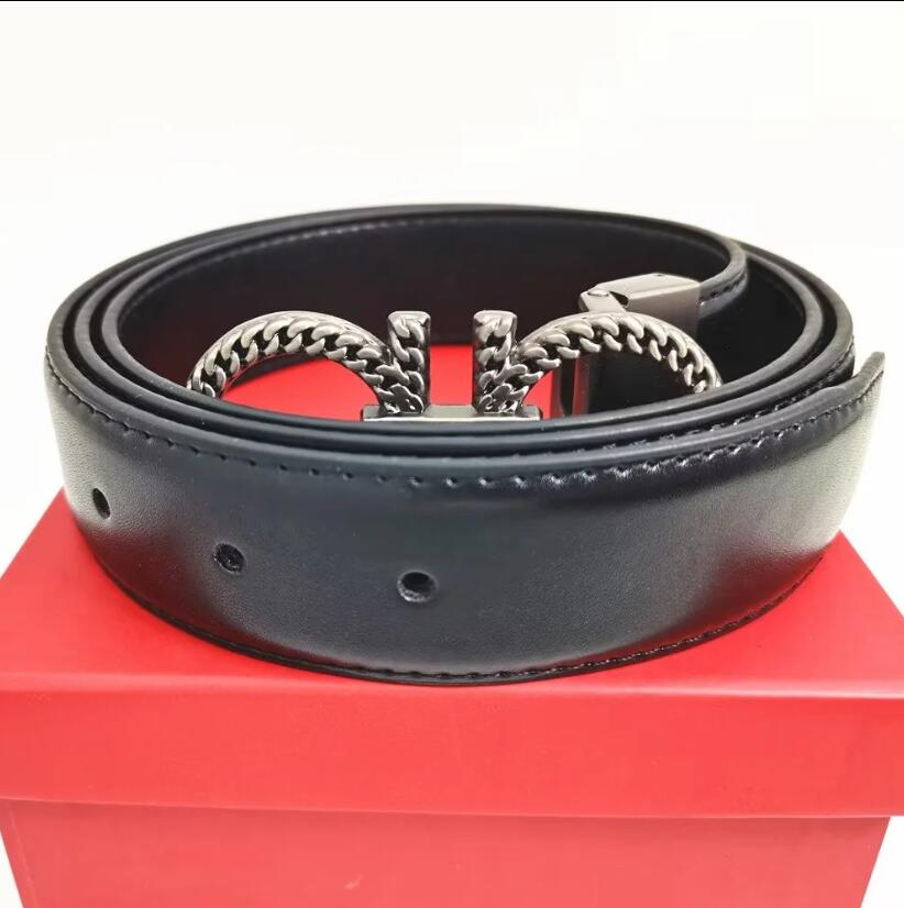 women Belts handsome safe smart Fashion men desginer Calm leather business casual luxury mens womens color gold and silver glossy buckle 3 3cm belt