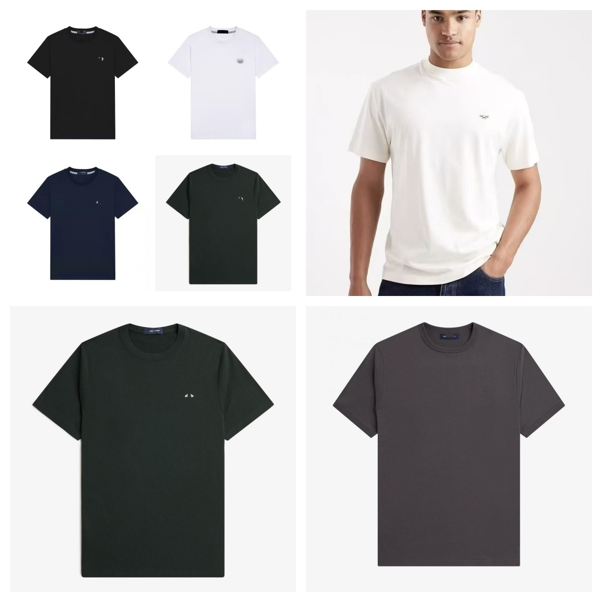 Man designer UK Laurel Wreath Embroidery GB FP Men's T-shirts Crew Neck Embroidery Logo 230g-260g Tees Teenager Boys cotton Outdoor Sport Tops