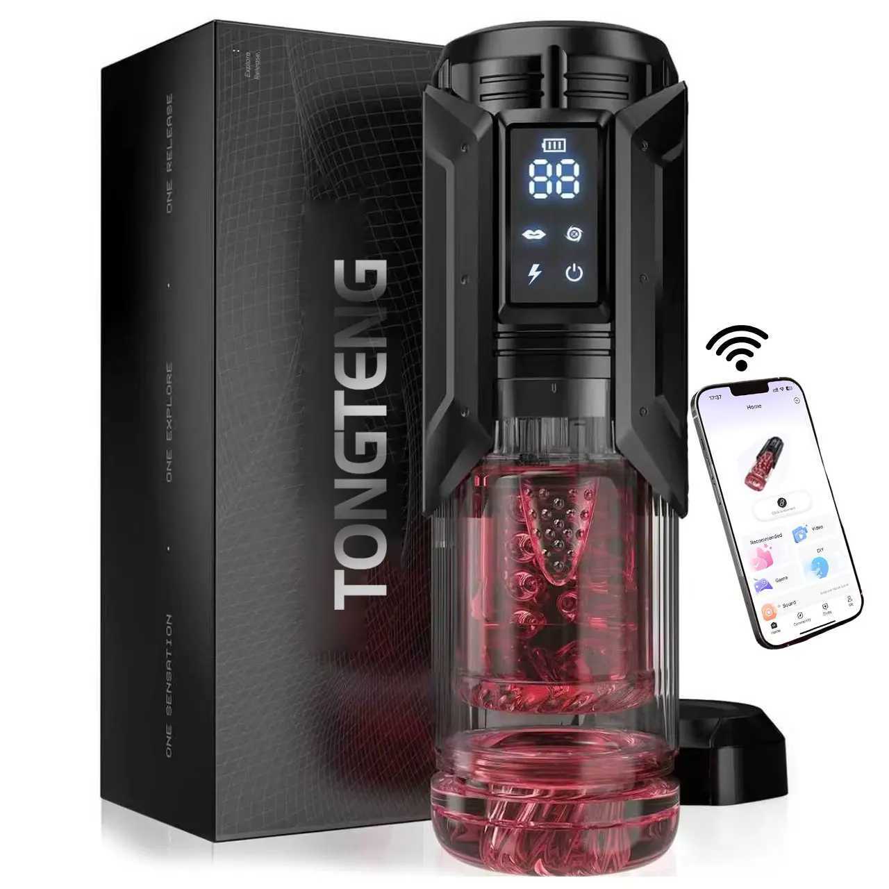 APP LED Automatic Male Masturbator Cup 7 Sucking Rotating Licking Thusting Modes Pocket Pussy Stroker Blowjob Toys For Men Z260408