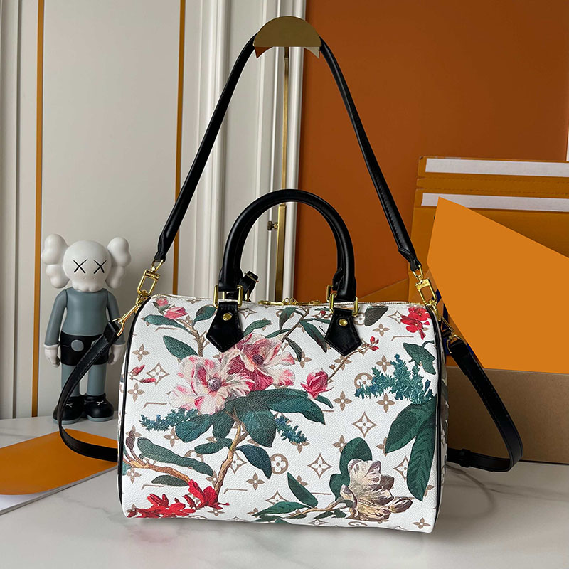 2026 New Perforated Speed 30 Designer Boston Women Trendy Pillow Handbag Crossbody Luxury Monogram Weekend Travel Tote bag for Fashion no box