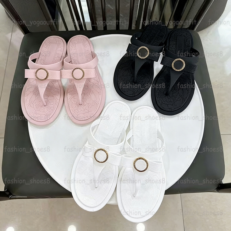 Designer Alia Rubber Flat Sandals Women Flip Flops Summer Slides Fashion Bowtie Embossed Sole Summer Casual Beach Shoes Pink Black White Size 36--image-940884379