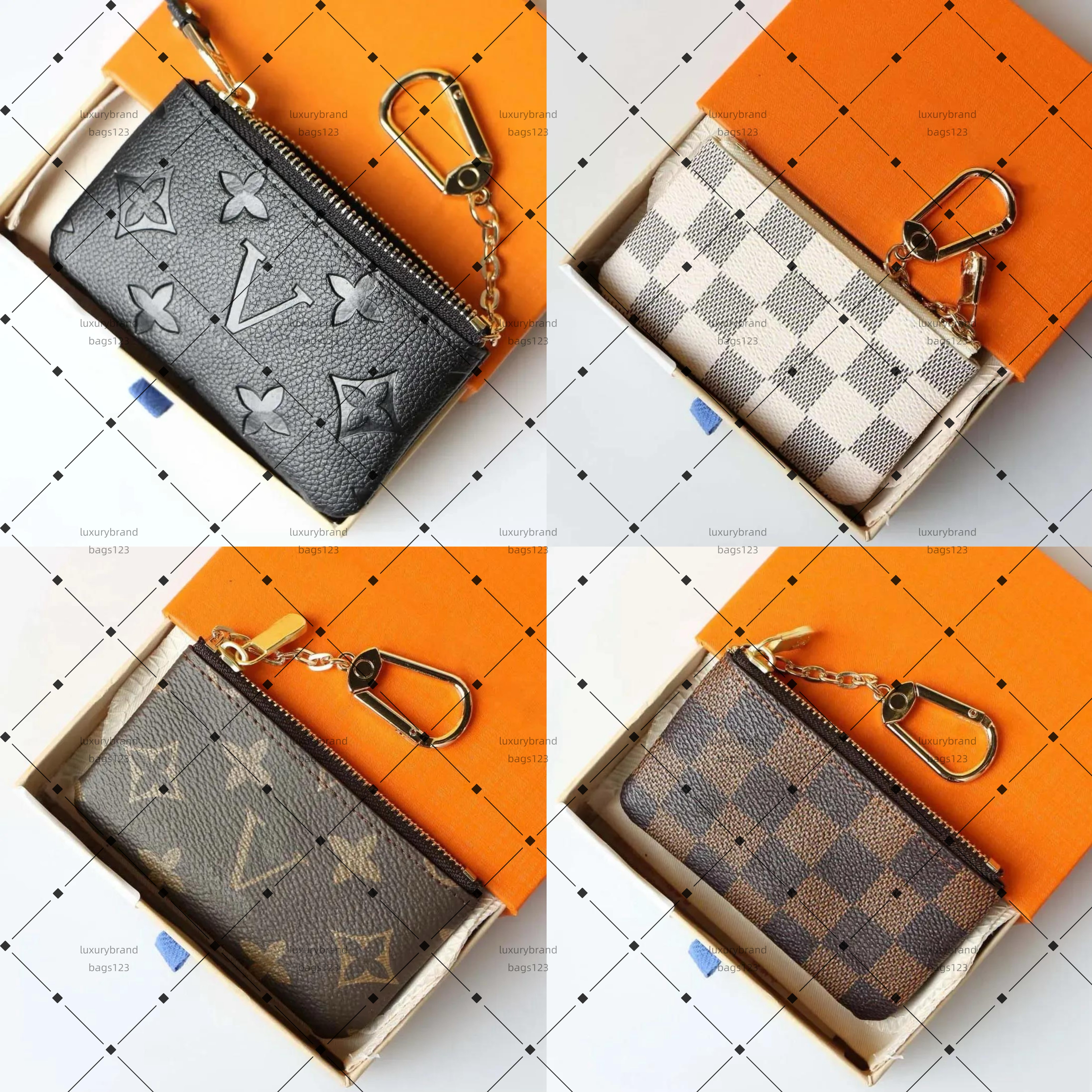 Designers Luxurys Sacs à main Porte-clés Pochette Pochette CLES Femmes Hommes Porte-clés Porte-carte de crédit Porte-monnaie Mini Portefeuille Sa