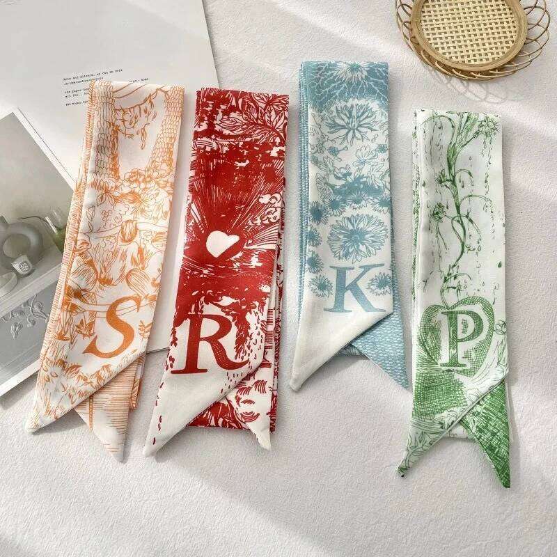 2026 A Z Letters Style Tarot Constellation Bag Scarf Twill Silk Scarves Women New Neckerchief Hair Headbands 26Y0407 Free Shipping T1