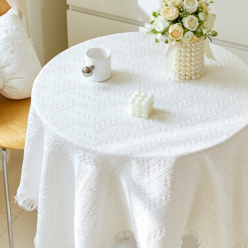 Petite nappe ronde de Style Ins, couverture de couleur unie, tissu de Table à thé en coton et lin, nappe de luxe légère, nouvelle collection auto