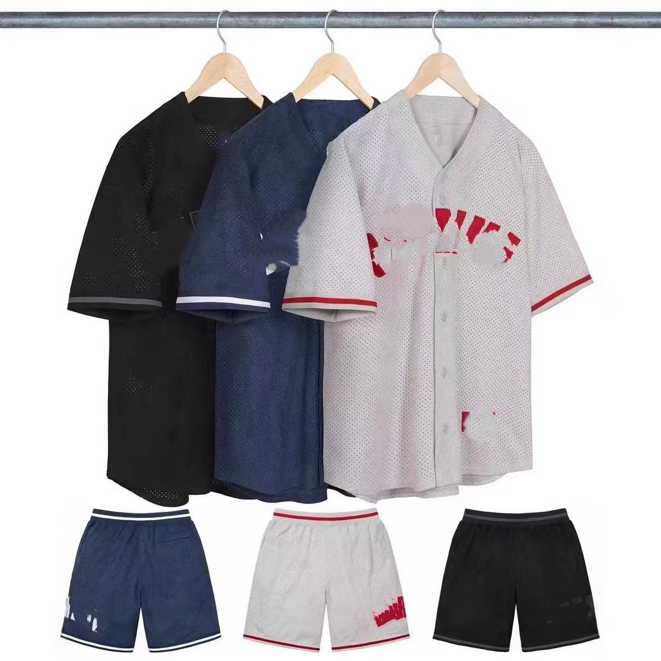S Maillot de sport décontracté en maille à séchage rapide, ensemble de maillot à manches courtes rétro High Street Color-block