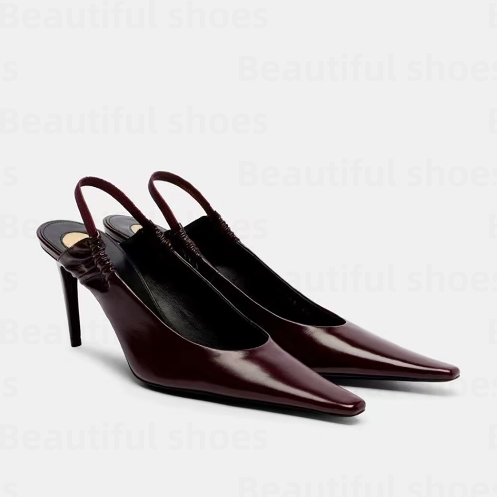 Hochwertige Damen-Sandalen mit Stiletto-Absatz, 7,5 cm Absatz, spitze Zehenpartie, Slingback-Kleiderschuhe, Luxus-Modedesigner-High-Heels aus echtem