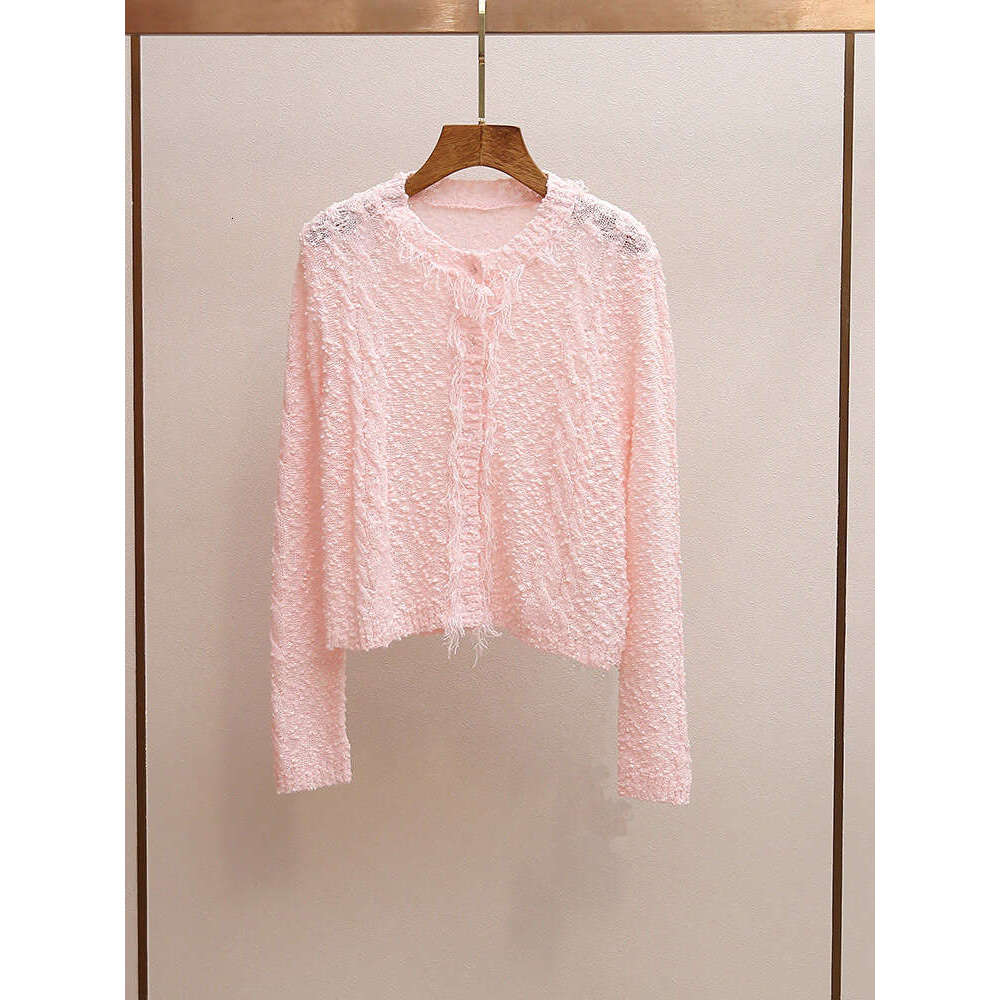 Designer's high-end women's clothing FC spring new sweet style wool F8 round neck long FC sleeved loose knit cardigan
