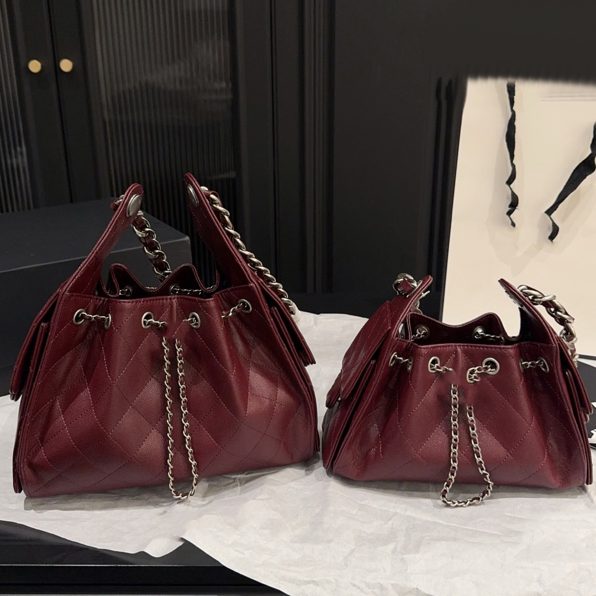 Handbags Designer Bag Hobo Bag Luxury Shoulder Bag High Quality Genuine Leather Caviar Cowhide Gold Chain Drawstring Classics Bucket Bags Handbag De