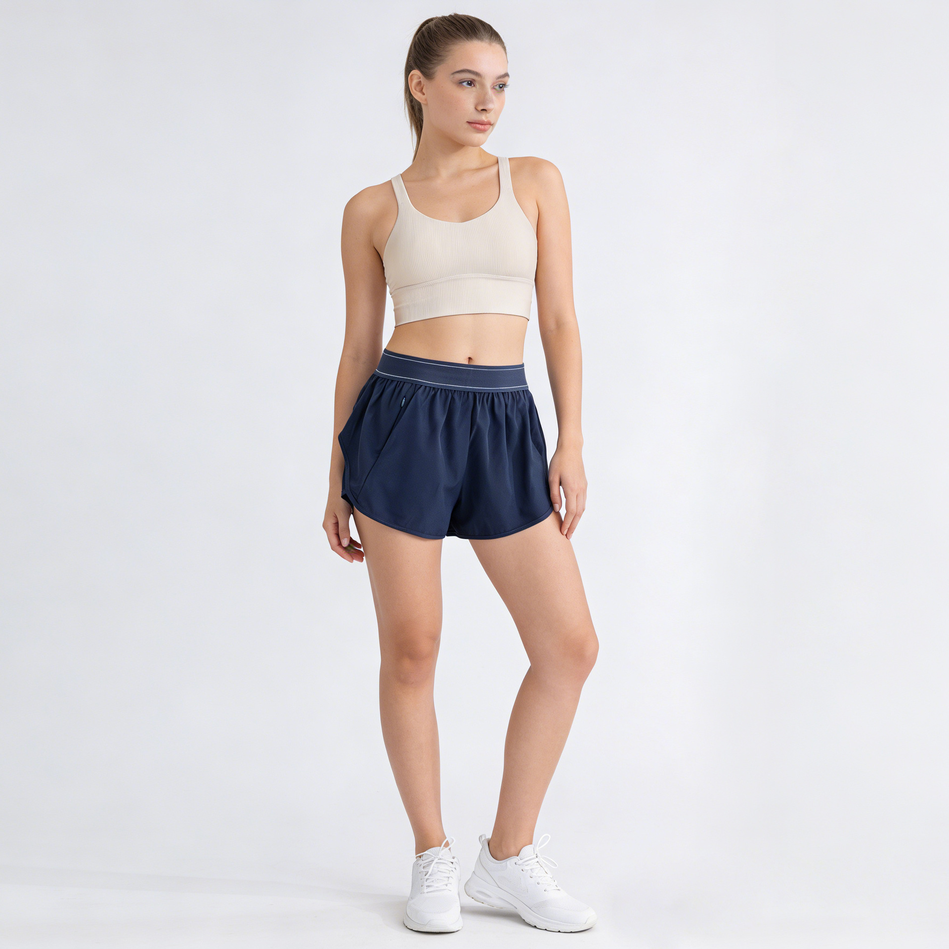 2026 New 1950Aowomens High Waist Elastic Sports Shorts outdoor Breathable Yoga Pants With Pockets For Summer Running Women's Short Free Shippin