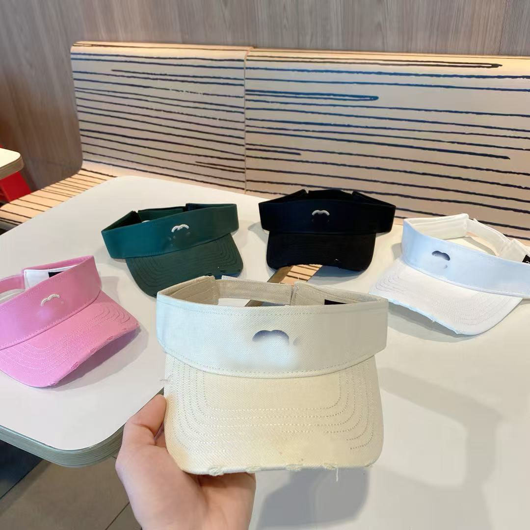 Women hats Unisex Open Top Visor Hat with Velcro Strap Summer Sun Cap Letter Pattern Adjustable Breathable Hat for Men and Women