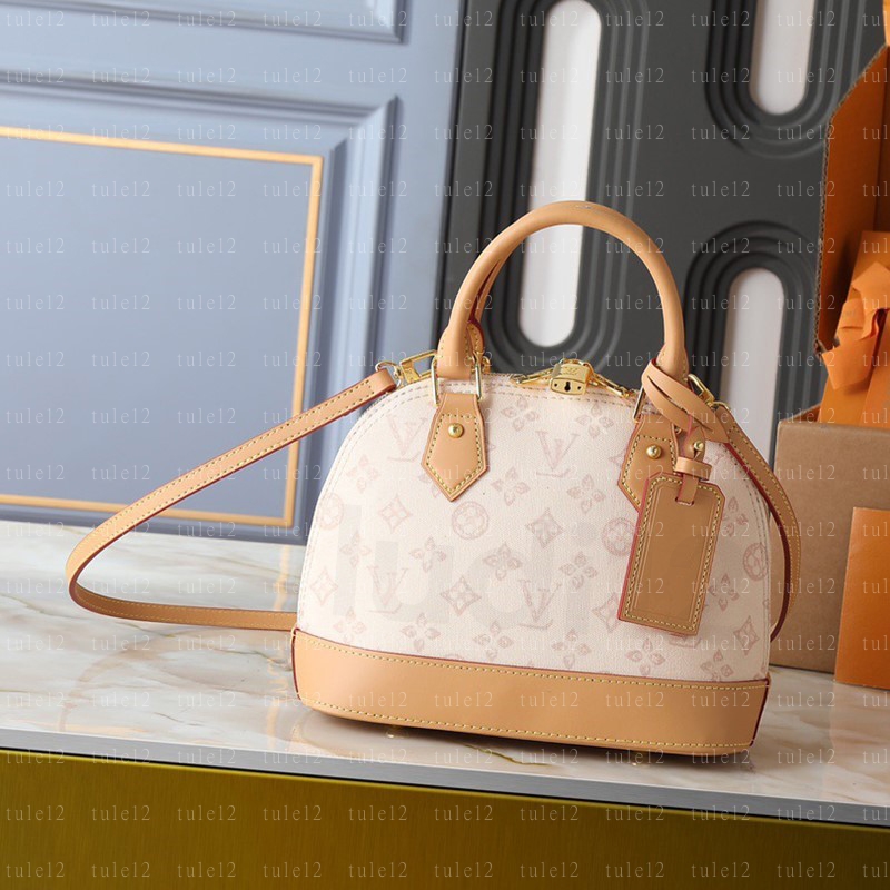 Mini Dome Handbag Almas bb Handbag Vintage cowhide Monogram Canvas Top Handle Bag with Detachable Shoulder Strap Classic Crossbody Purse for Daily U