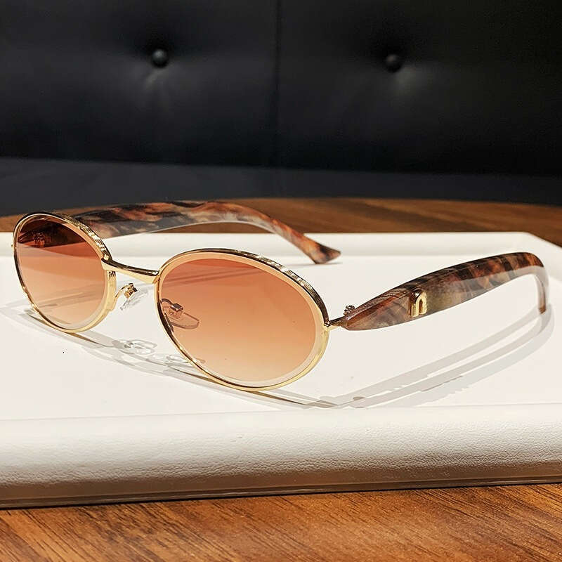 Sunglasses Designer Sunglasses For Women Men Shades Fashion Retro Oval Metal PC Frame UV400 High Quality AC Lens 26.9g 7 Styles Mirrored Fashion Eye