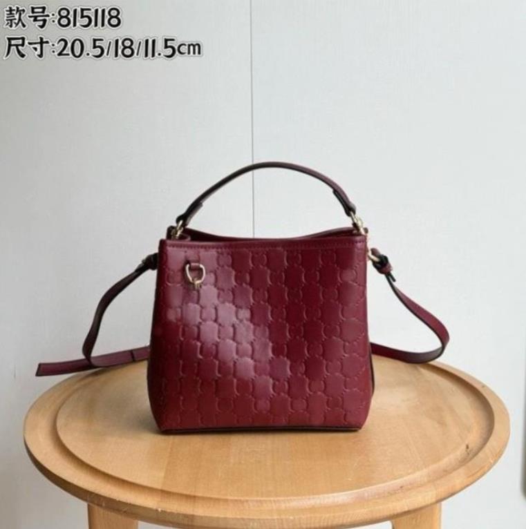 Luxury Designer bag New Emblem series bucket bag with full-pattern embroidery and magnetic snap closure for cross-body use on the shoulder Classic v