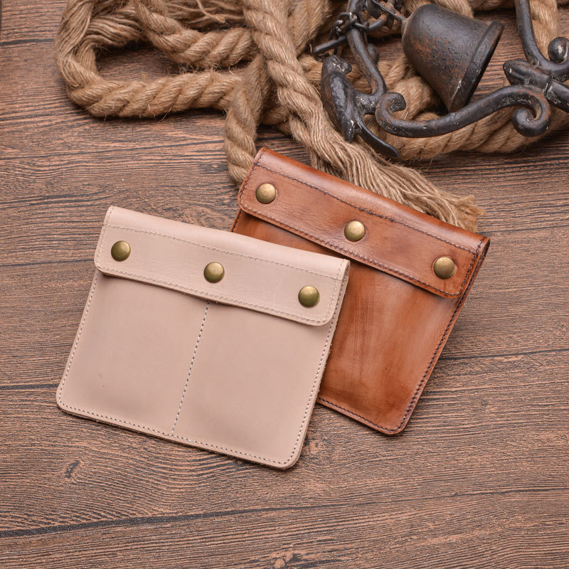 Pochette de montre de couple en cuir véritable de créateur, ensemble de 2, carrée avec bouton-pression, sac de rangement de montre en cuir tanné