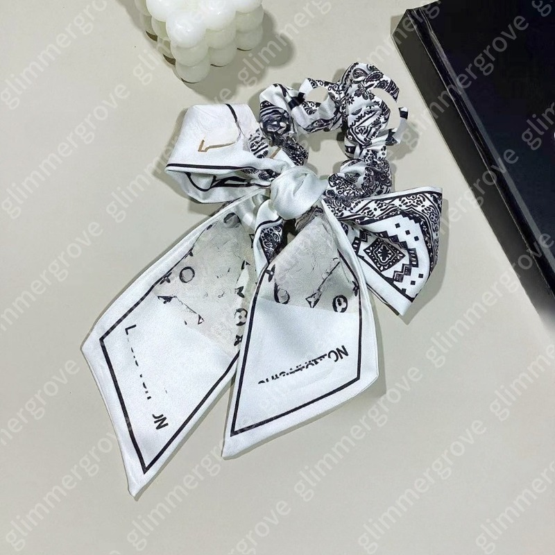 Luxury Satin Hair Scrunchie Designer Style Bow Hair Band Elegant Women Hair Tie High Quality Elastic Hair Accessories Multiple Styles Mix Order A-image-1100842288