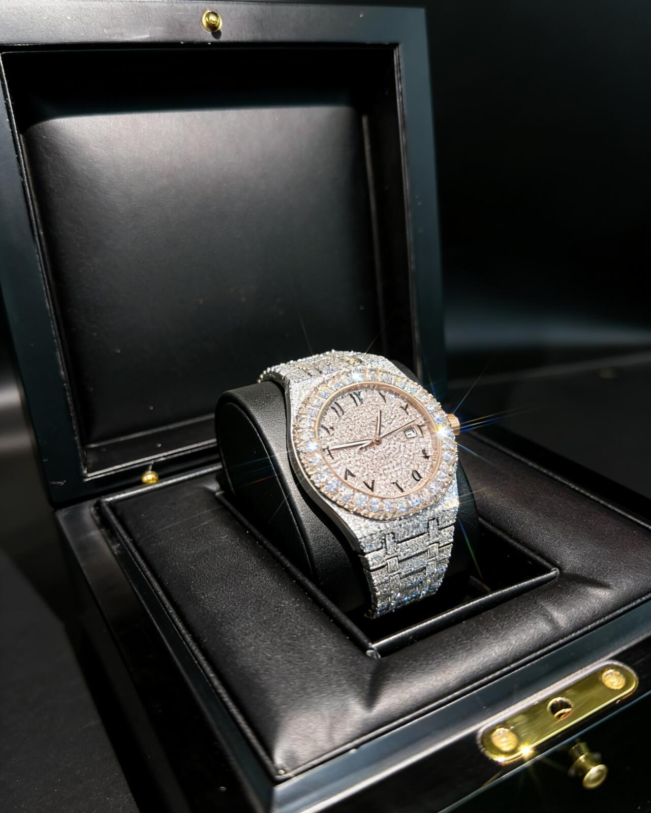 GRA High-Precision Tactical Mechanical Watch Vvs1 Branded Moissanite Rapper Hip Hop Bust Down Watch, Fully Iced Out Swiss ETA Dia Wrist Watch For D7