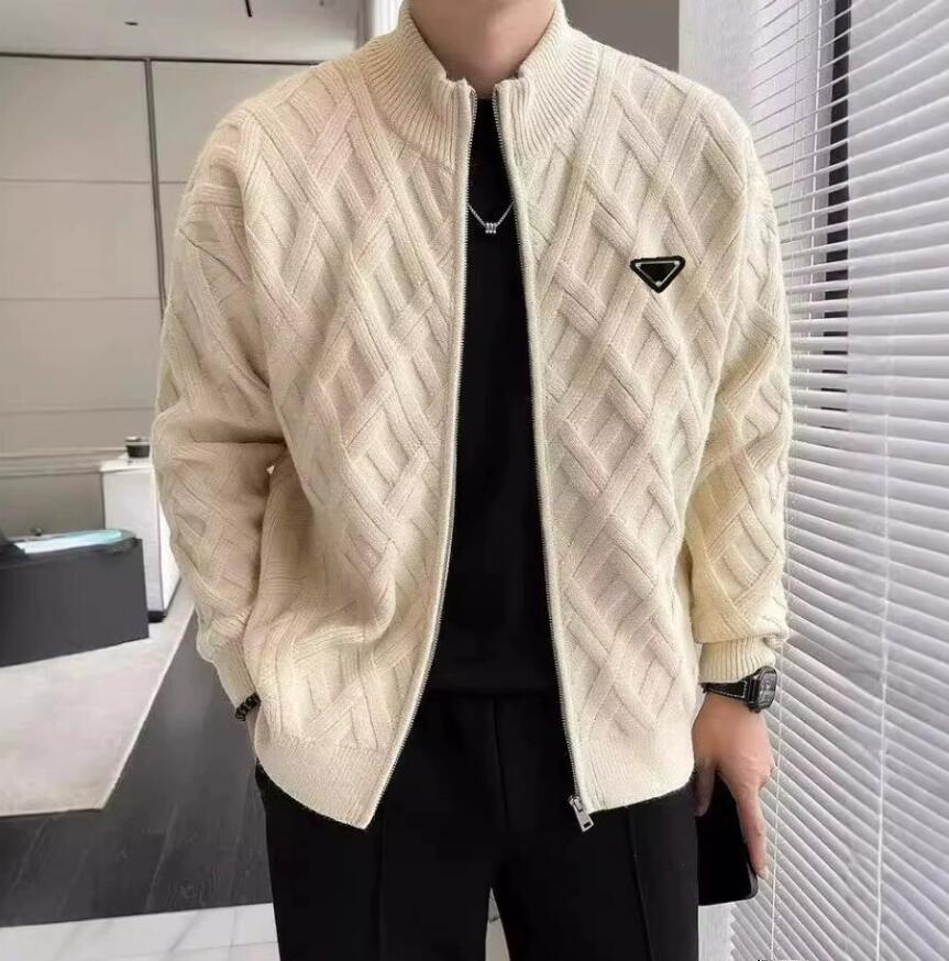 Designer zipper cardigan sweaters men's luxury knitted cashmere hoody business style classi logo casual long sleeved knitted knitwear jacket co