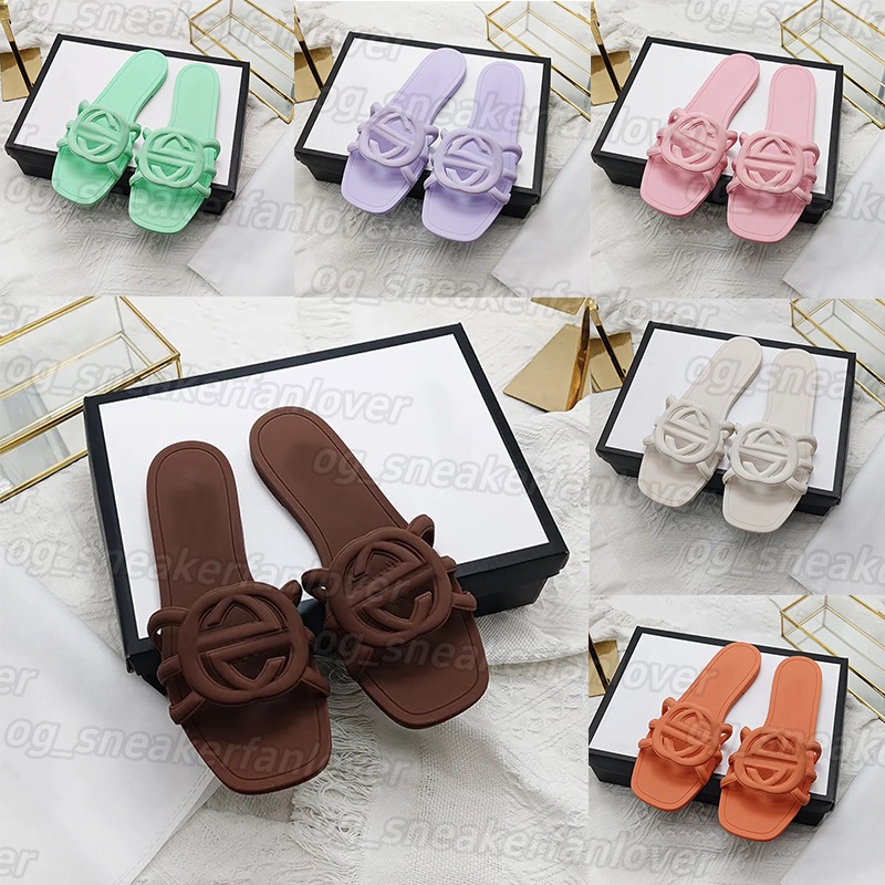 Free shiping designer Sandals Womens Slides Summer Rubber Slippers Flat Bottom Jelly Shoes Outdoor Waterproof Woman Sliders green black purple red 3