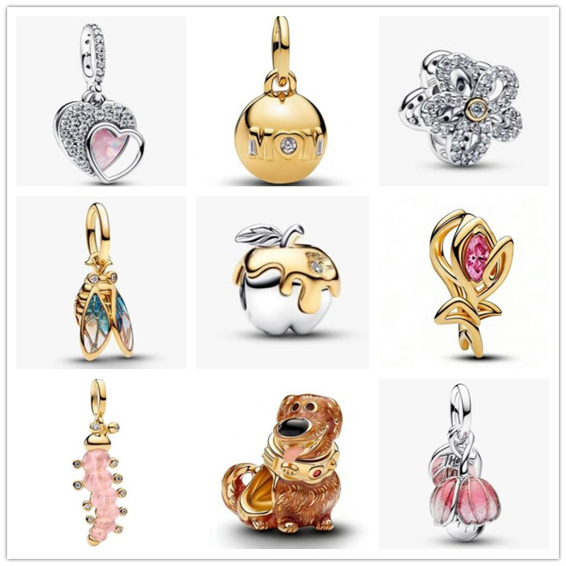 2026 Sping summer newest angel love heart apples charms for snake chain bracelet bangle accessories clover animal designs bracelets bangles DIY char