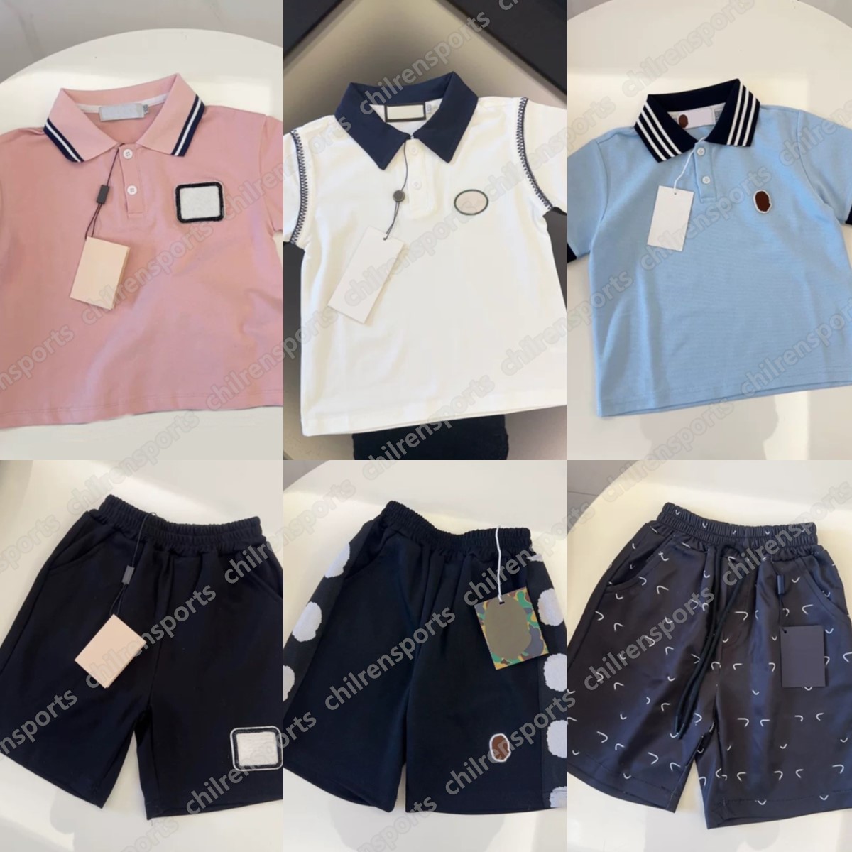Designer kids Polo T-shirts sets clothes baby tops shorts boys toddlers girls pink black white blue casual summer kid infants t shirts set-image-1101098858