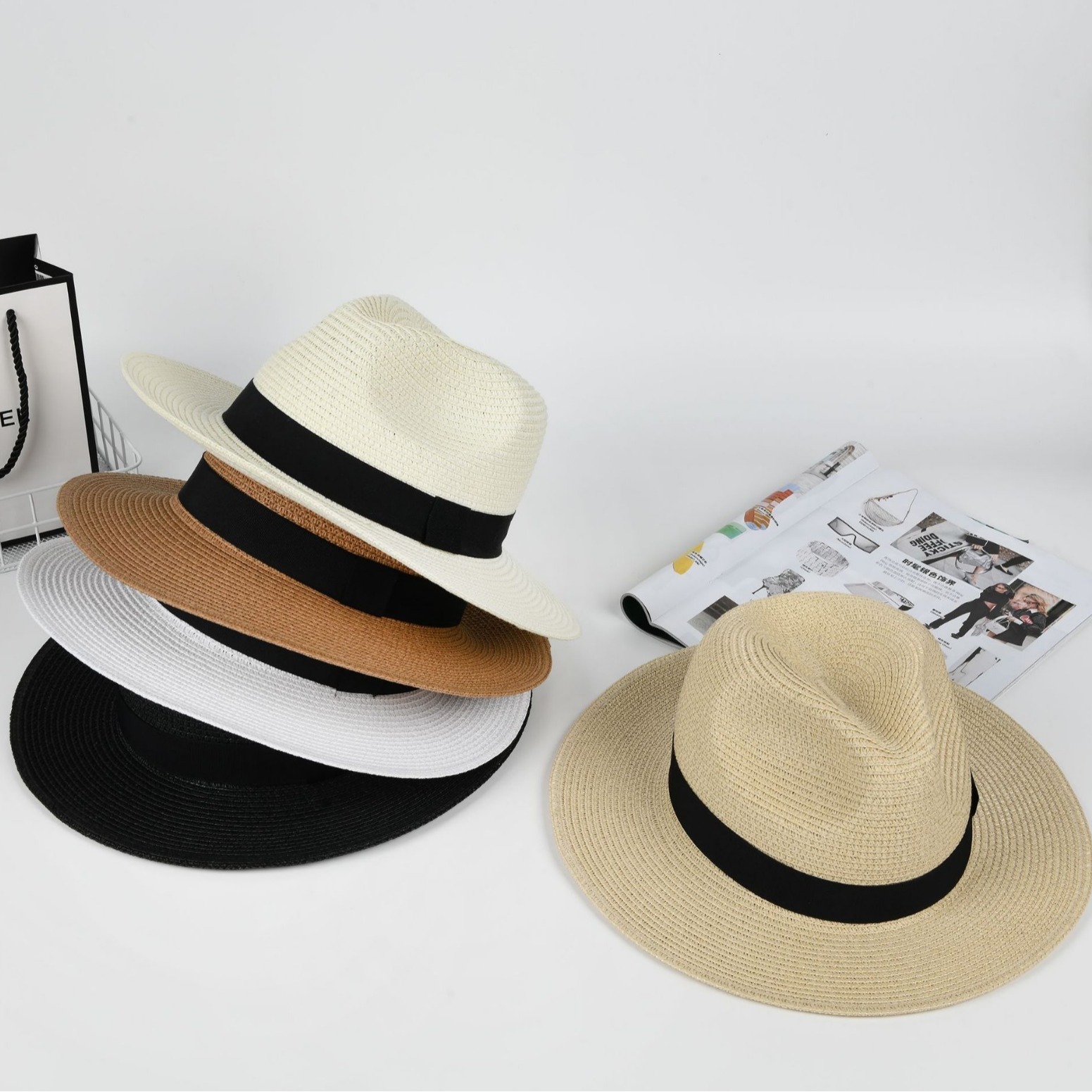Panama chapeau grande circonférence de tête hommes Simple chapeau d'été Protection solaire parasol chapeau chapeau de soleil hommes Style 220527